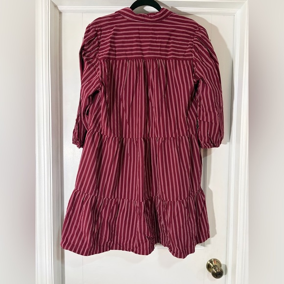 GAP Burgundy Striped Long Sleeve Dress - Picture 7 of 9